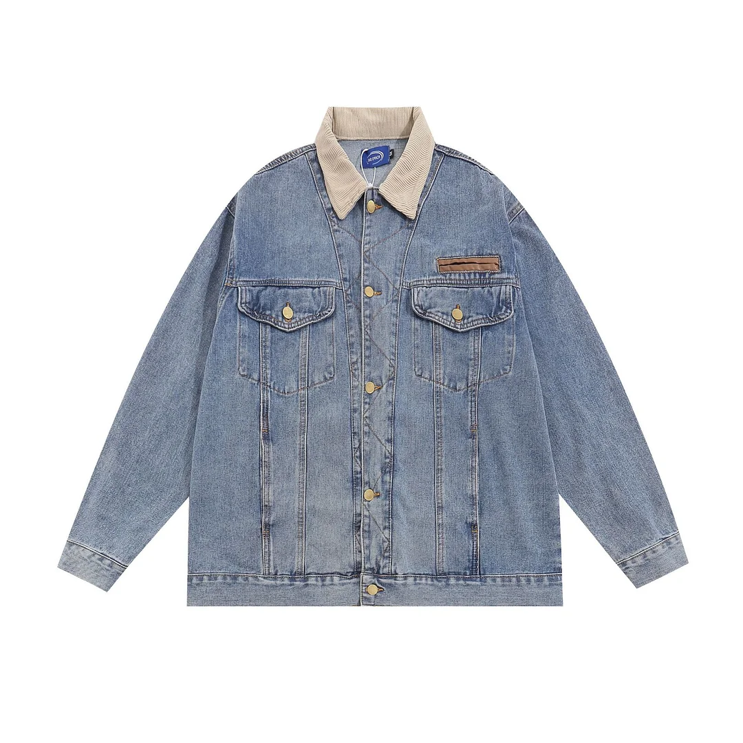 Women's Vintage Multi Pocket Lapel Denim Jacket