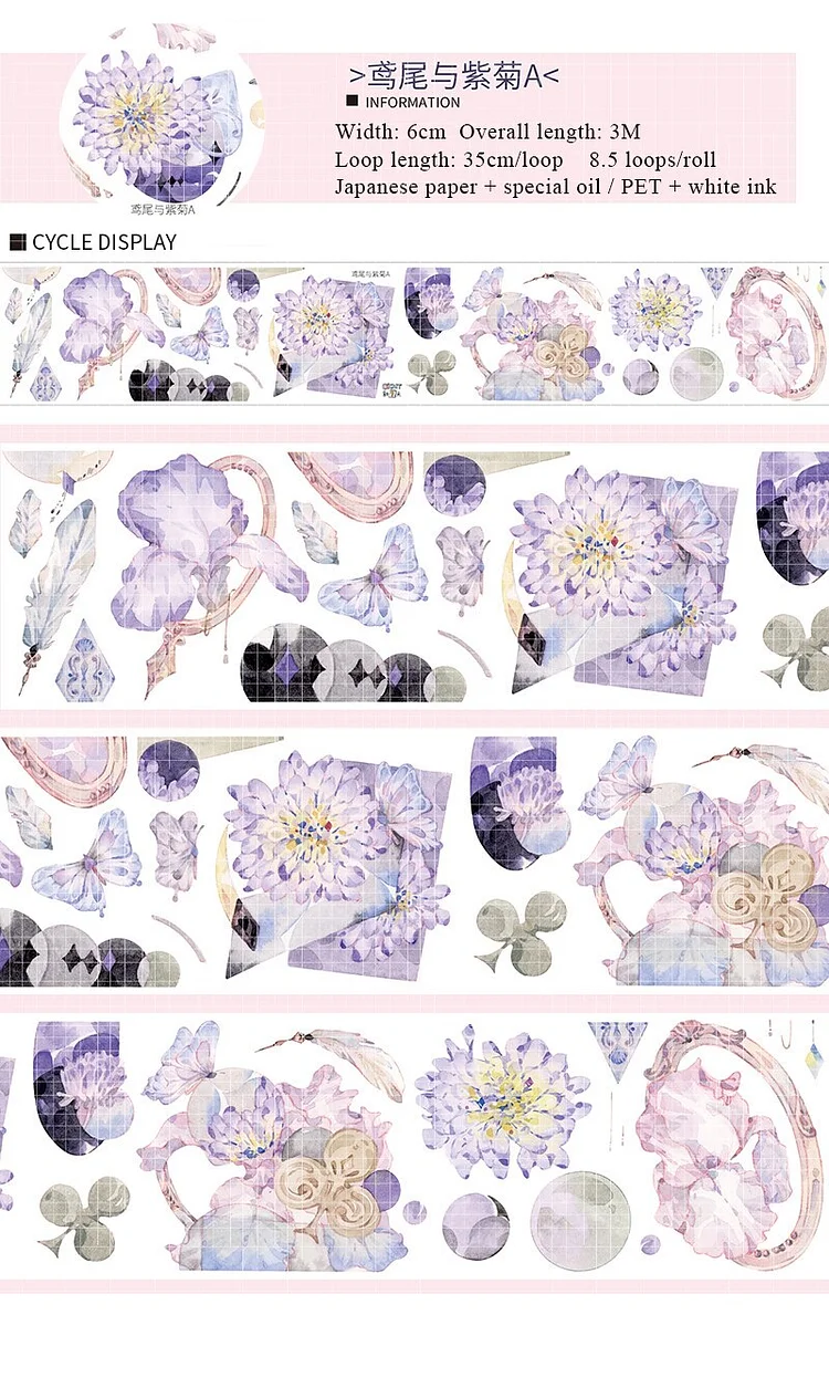 JOURNALSAY 300cm Cute Journal Collage PET Flowers Girl Washi Tape DIY  Scrapbooking Background