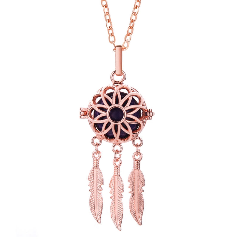 Mexican Bell Feather Tassel Necklace Music Ball Women Aromatherapy Essential Oil Diffuser Exquisite Ornament