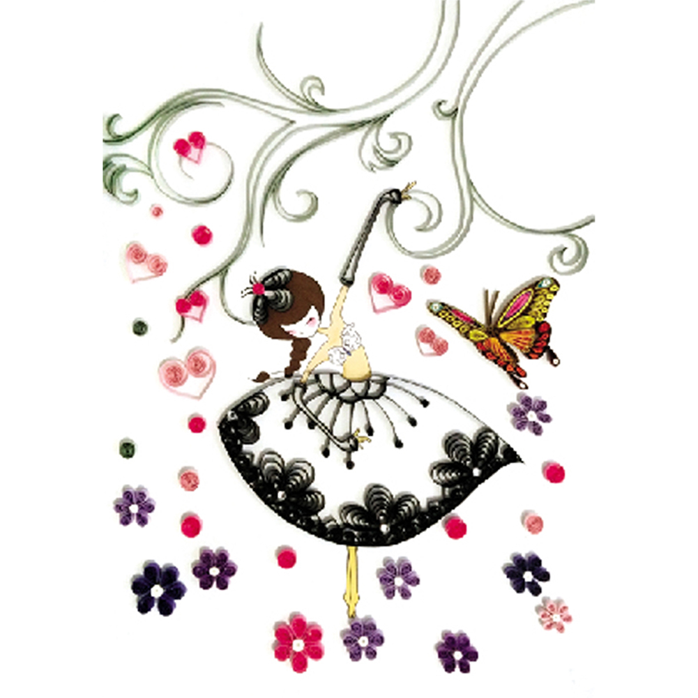 

White Dress Girl - Paper Quilling, 501 Original