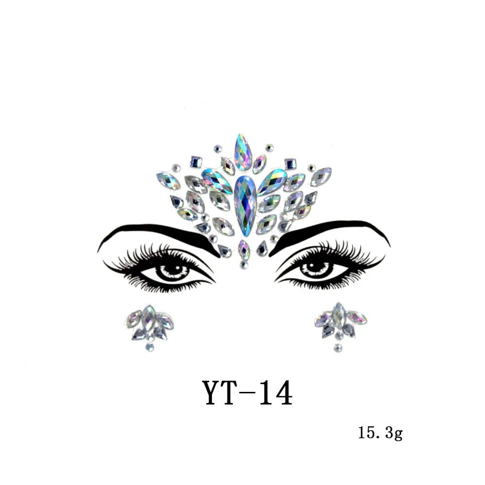 Sexy Style Rhinestone Acrylic Self-adhesive Jewelry Face Creative Tattoo Body Art Jewelry Masquerade Eyes Beauty Makeup Sticker