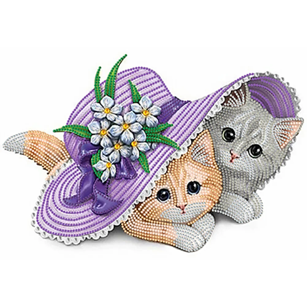 Partial Special-shaped Crystal Rhinestone Diamond Painting - Flower Cat(30*40cm)