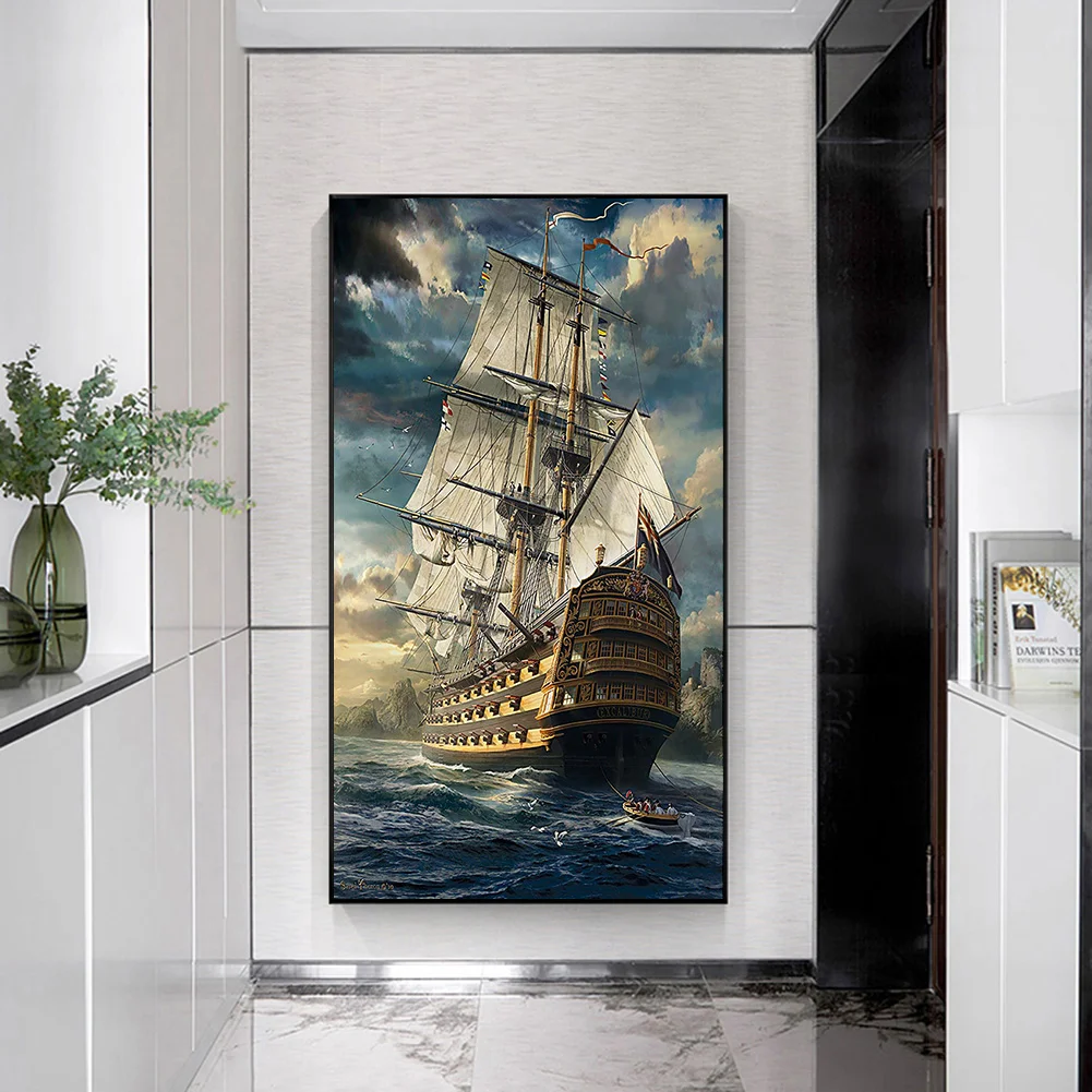 Diamond Painting - Full Round Drill - Sea Sailboat(40*80cm)