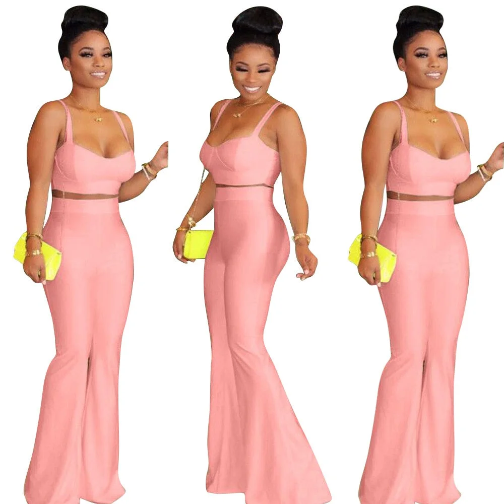 2020 Women Sets Summer Tracksuits Strap Top+Pants Suit Two Piece Set Night Club Party Elegant Sporty Casual 2 pcs Street GL8892