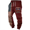 Men's Vintage 250th Anniversary American Flag Eagle Print Red Sweatpants by Inlyline