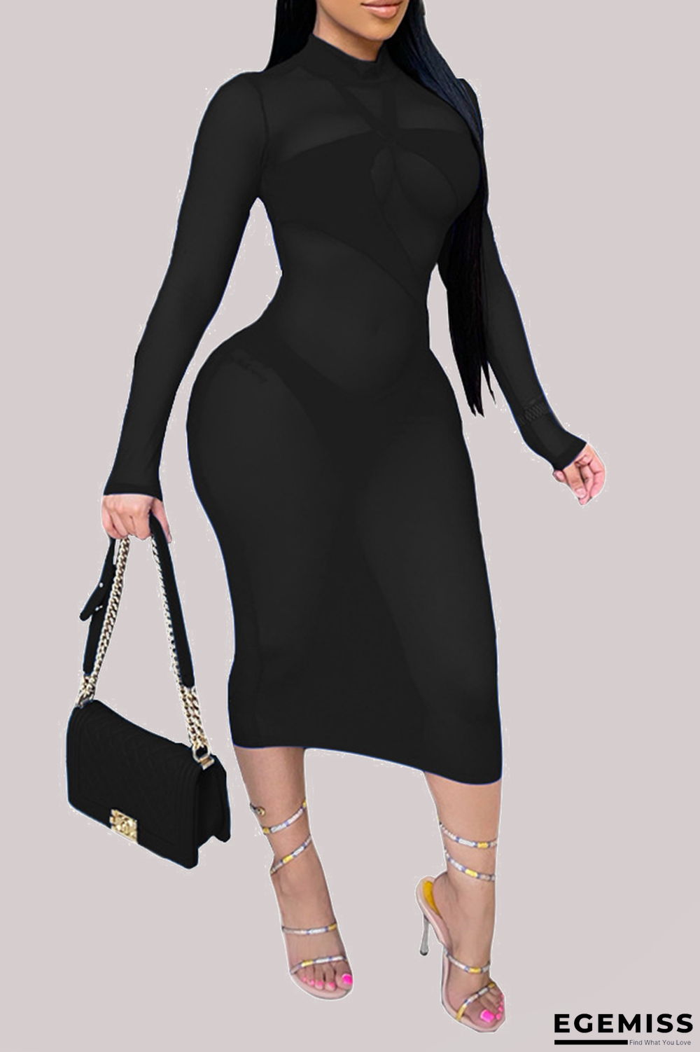 Black Sexy Solid Patchwork Mesh Swimwears | EGEMISS