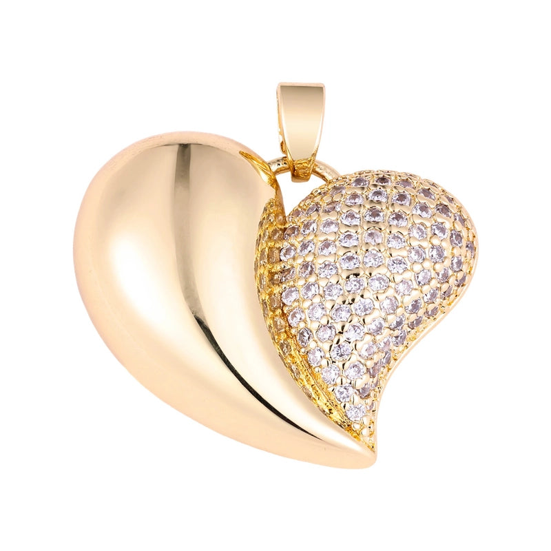 1 Piece Copper Zircon Four Leaf Clover Round Heart Shape Pendant Jewelry Accessories