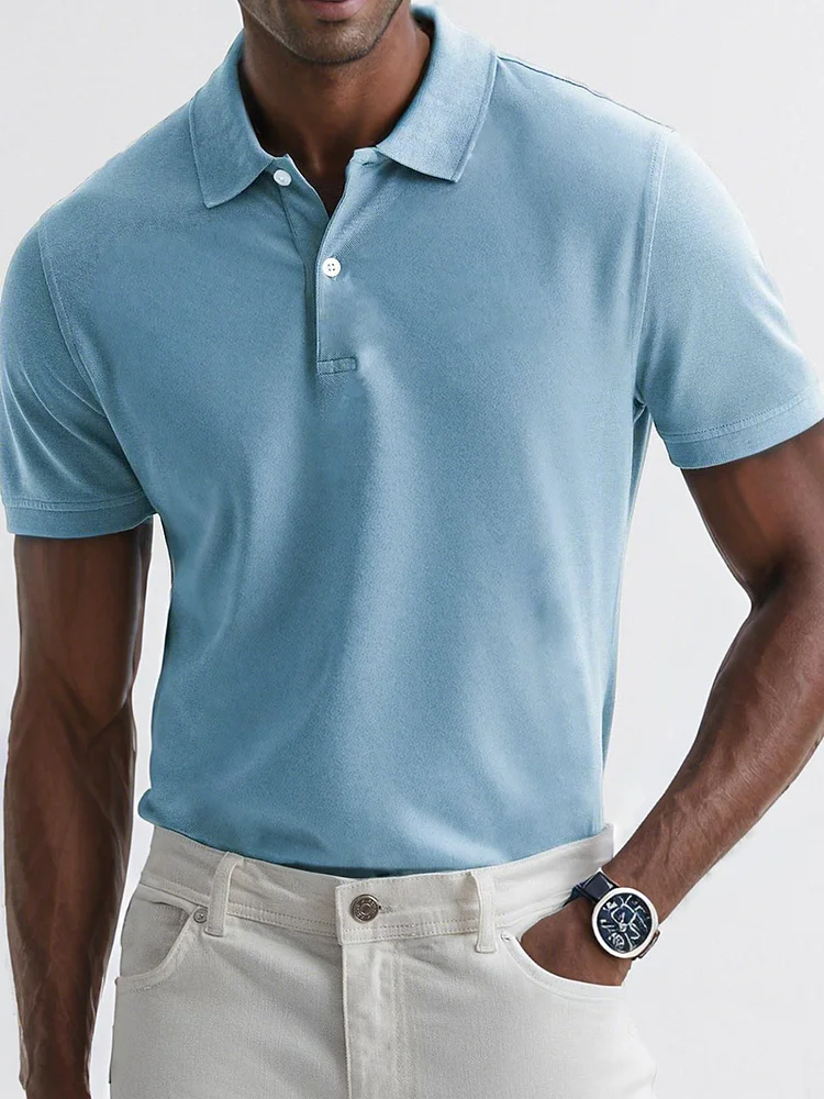 Men's Dyed Vintage Business Lapel Button Texture Distressed Casual Short Sleeve POLO Shirt