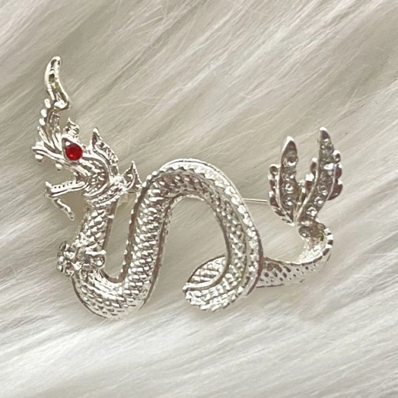 Chinoiserie Pin Animal Alloy Rhinestone Unisex Corsage