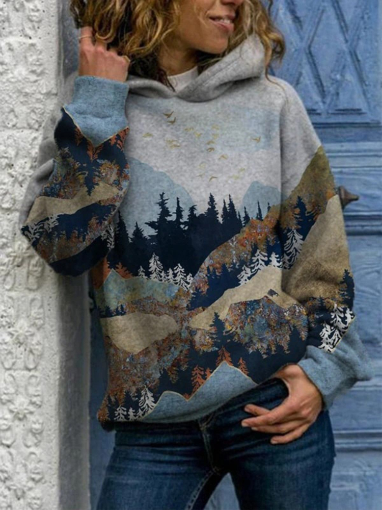 wearshes Mountains Lanscape Inspired Graphic Hoodie