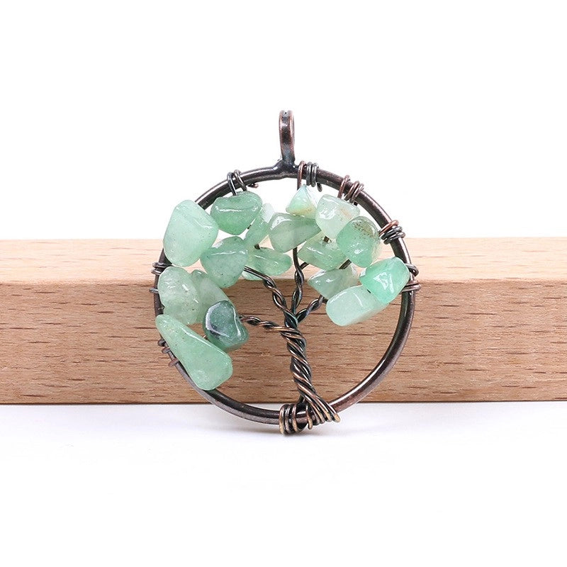 1 Piece Natural Stone Copper Life Tree Pendant