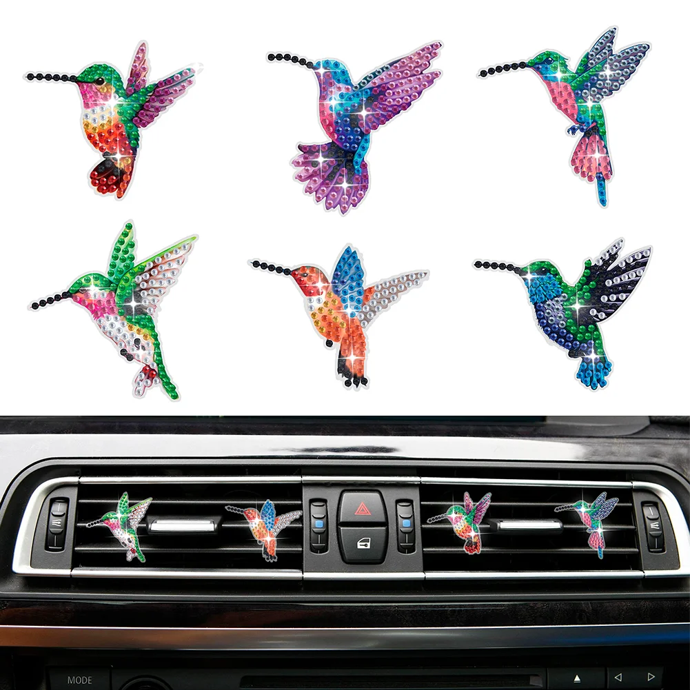 6Pcs Hummingbird Diamond Painting Car Air Vent Clips Car Decor for Women Girls