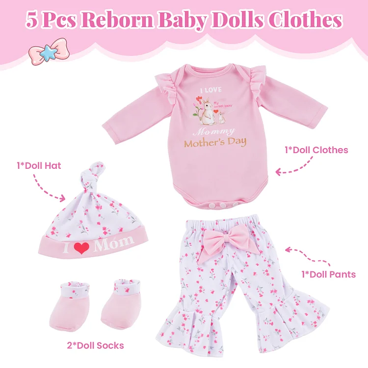 Babeside 17" -22" Reborn Baby Doll Bunny Crush Clothing Set