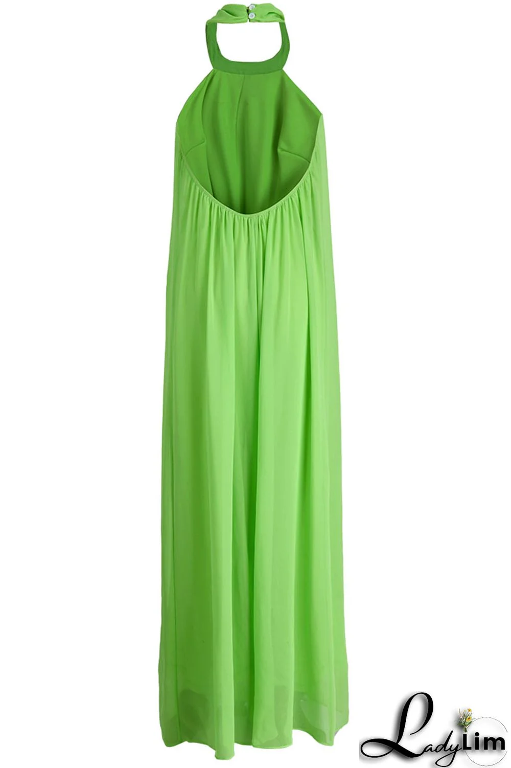 Yellow Elegant Solid Patchwork Backless Halter Straight Jumpsuits