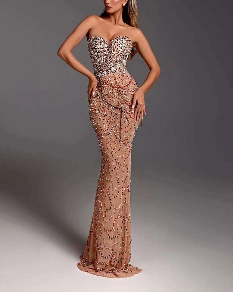 Sexy Rhinestone Embroidered Sequin Dress