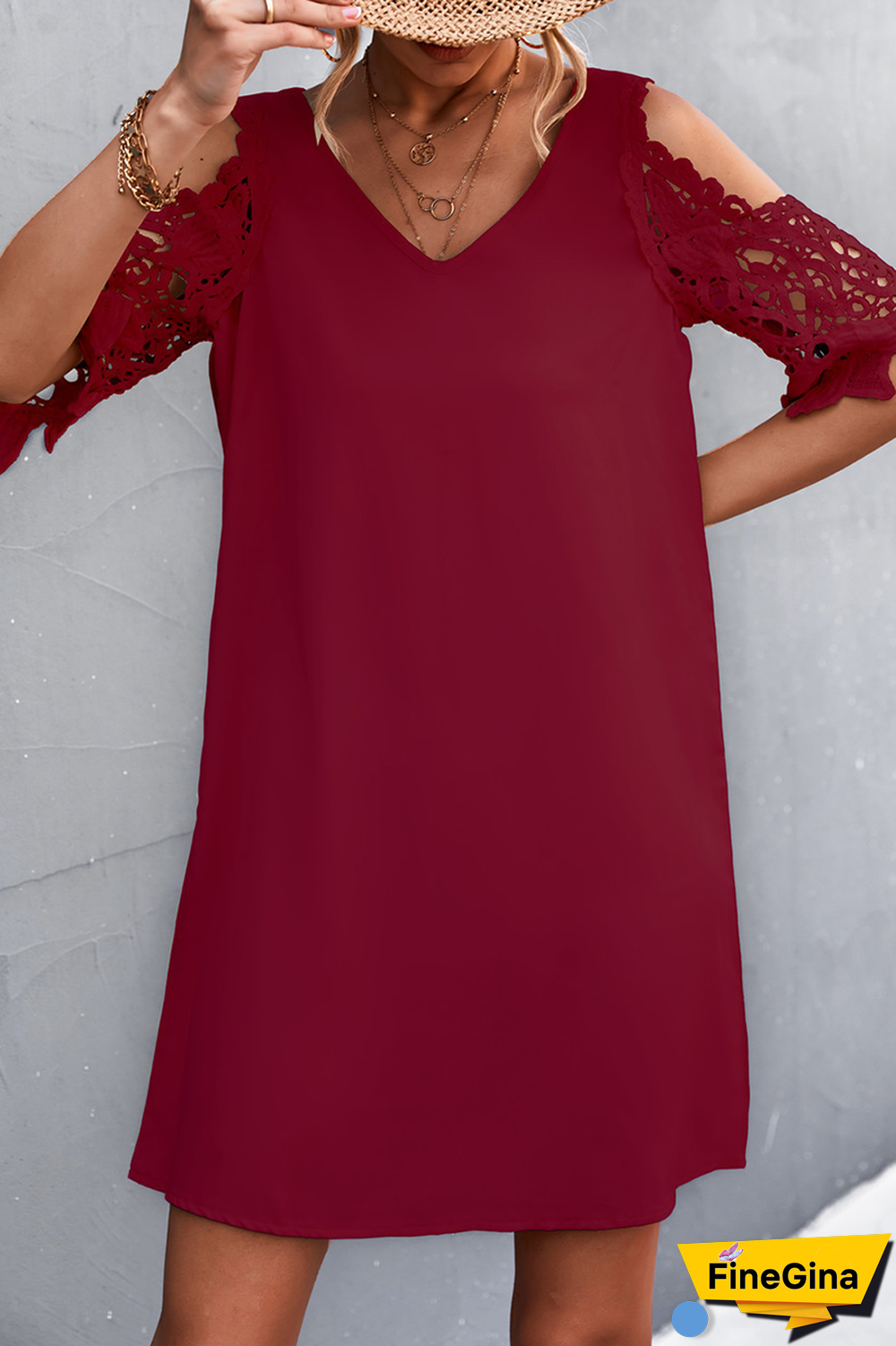 Casual Solid Split Joint V Neck Straight Dresses(3 colors)