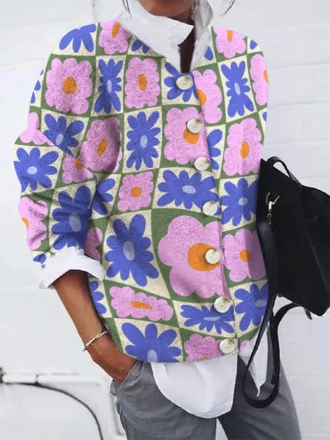 Women's Stylish Vintage Button Plush Cardigan