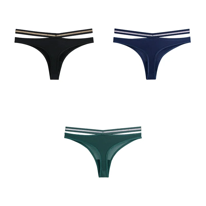 3pcs Seamless Underwear For Woman Sexy Thongs Women's Lingerie Bikini Sports Female Panties Ice Silk Woman Intimates BANNIROU