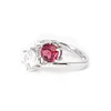 18K White Gold Round Cut Lab Diamond & Lab Ruby Toi et Moi Ring
