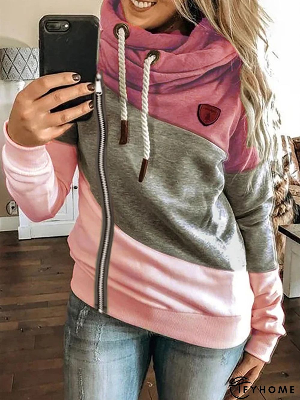 Color-Block Long Sleeve Outerwear | IFYHOME