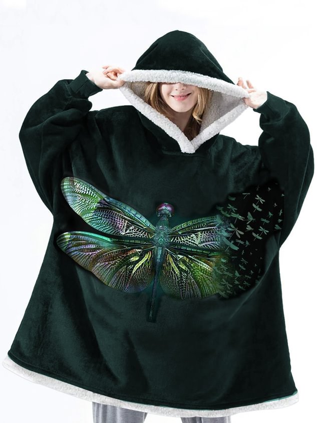 Retro Dragonfly Oversize Pajamas Blanket Hoodie