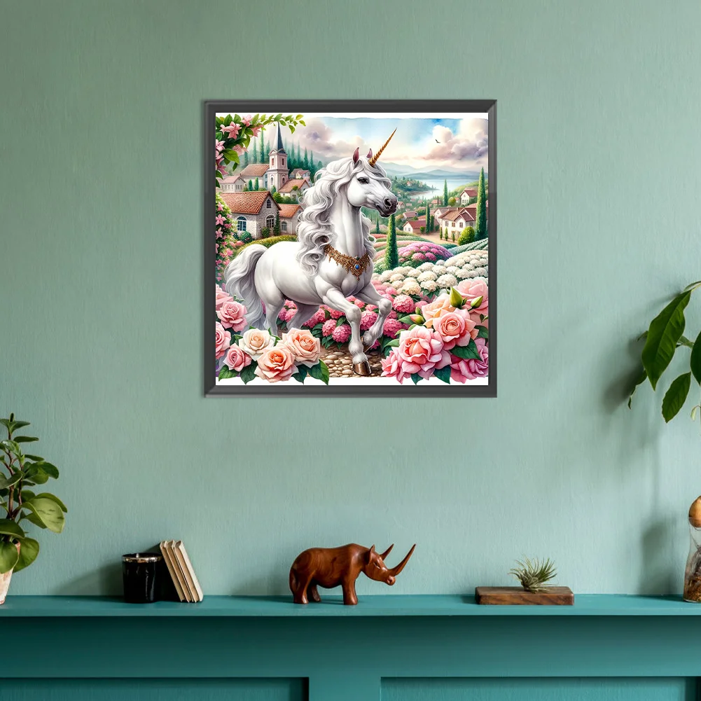 Full Round Diamond Painting 30*30cm - Garden Unicorn