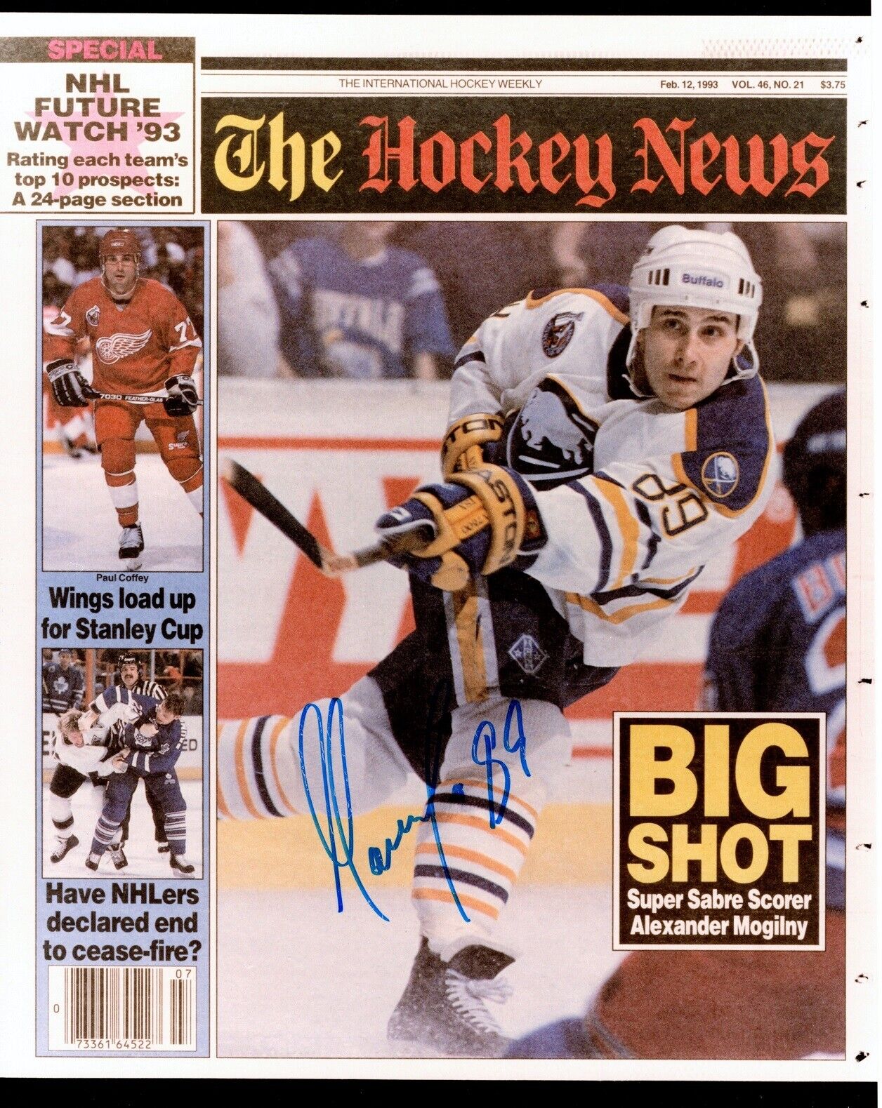 Alexander Mogilny Signed Autographed Buffalo Sabres 11x14 Photo Poster painting + Scoreboard COA