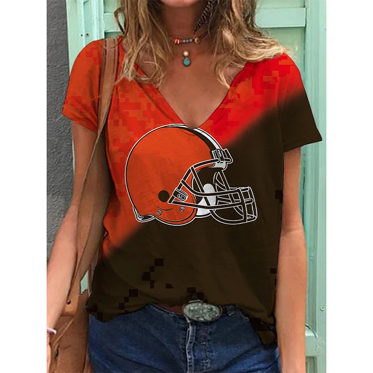 Cleveland Browns  Lightweight Short Sleeve V-Neck T-Shirt