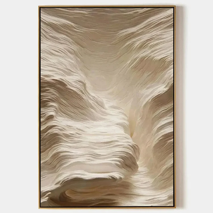 WHITE SAND DUNES: Textured Abstract Landscape Painting, Vertical Wall Art（Canvas painting）