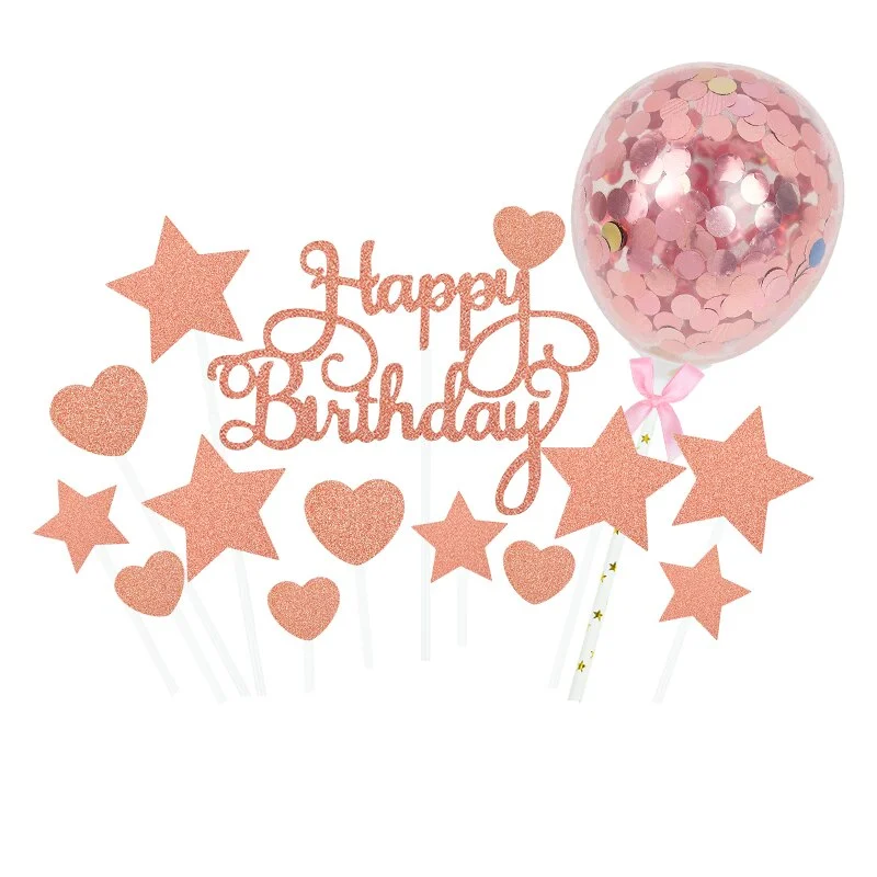 Rose Gold 21st Birthday Party Decoration Happy Birthday Balloons Banner Popcorn Boxes Garland for 21 Years Old Party Supplies