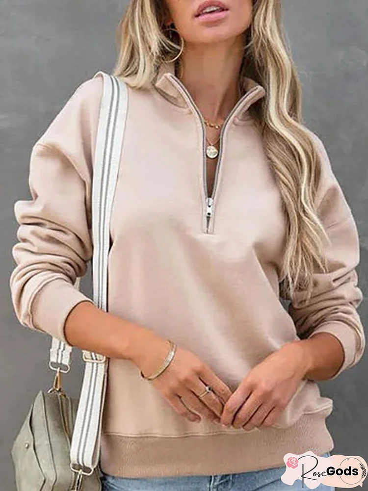 Casual Plain Winter V Neck Micro-Elasticity Daily Jersey Regular H-Line Sweatshirts For Women