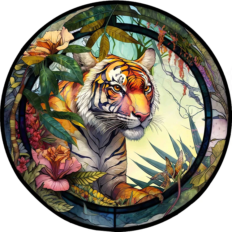 Partial AB Drill - Full Round Drill Diamond Painting - Jungle Tiger - 40*40cm