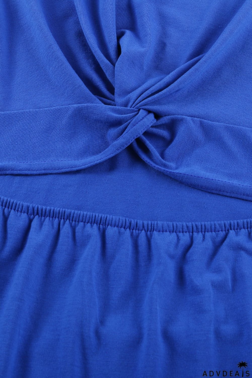 Burgundy Crew Neck Sleeveless Twist Hollow-out Bodycon Mini Dress