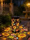 Colorful Sunflower Glow Solar Light LED Outdoor Solar Powered Hanging Garden Lantern IP65 Waterproof Sunflowers Projection Decor Lamp for Terrace/Porch/Lawn/Path