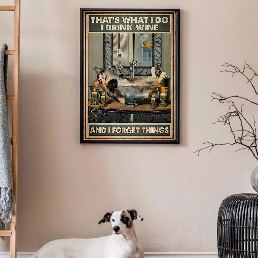 11CT Full Cross Stitch Bathing Cat Stamped DIY Embroidery Animal (40x60cm)