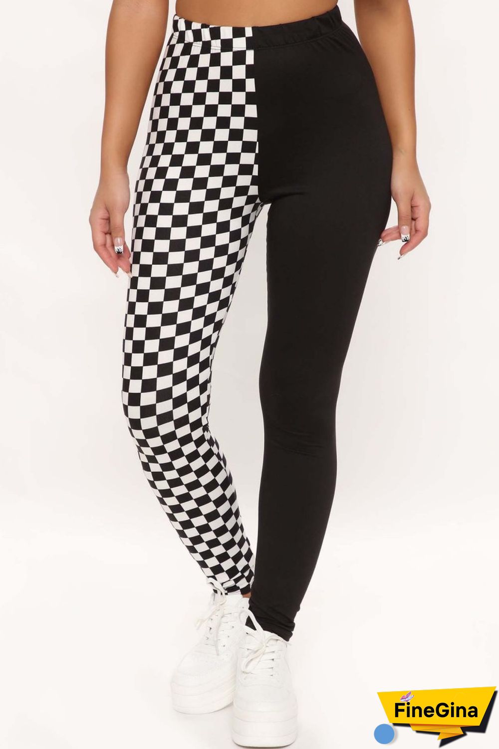 Black Casual Plaid Print Patchwork Regular High Waist Pencil Patchwork Trousers