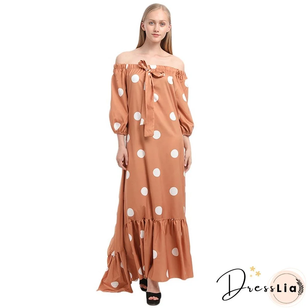Women's Off-shoulder Polka Dot Summer Casual Boho Holiday Maxi Dress
