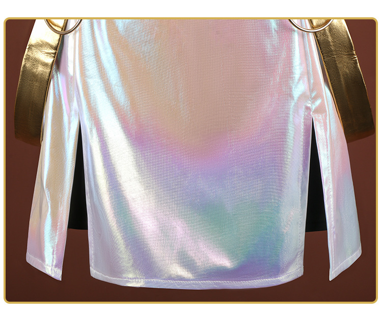 Tegooe Huntrix Zoey Cosplay Costume Wig for Women - Demon Hunter Uniform - BlackWhite Golden - S-3XL