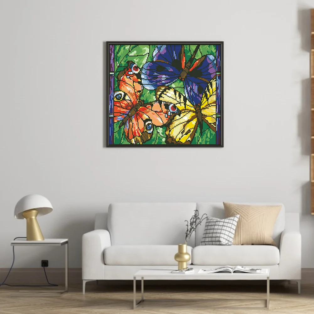 9CT Full Stamped Cross Stitch Bead Embroidery- Butterfly(Canvas|46*40CM)