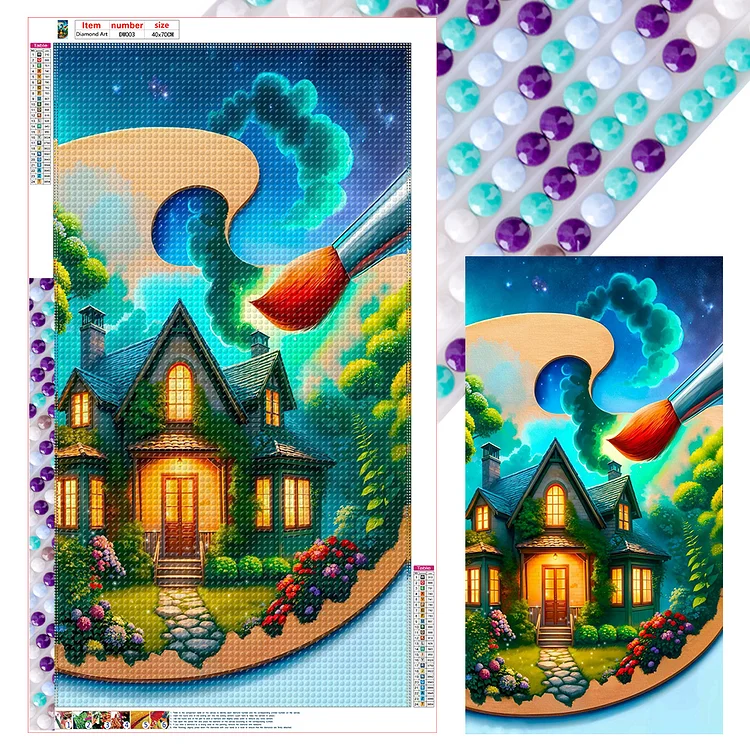 Painted House 40*70CM (Canvas) Full Round Drill Diamond Painting gbfke