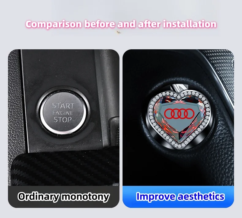 "Crystal Heart" car one-button start protective cover