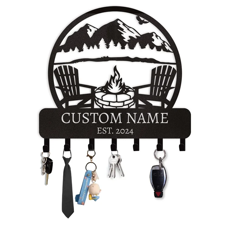 Dyoart Personalized Metal Key Holder for Wall - Custom Name Key Rack Wall Mount with Hooks, Car Design Key Hanger, Key Rack Wall Decor for Front Door, Entryway, Hallway, Bedroom, Office