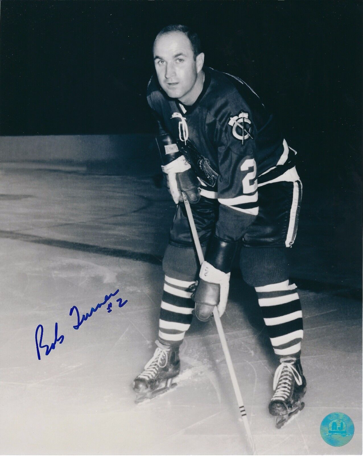 Autographed BOB TURNER Chicago Blackhawks 8x10 Photo Poster painting - COA