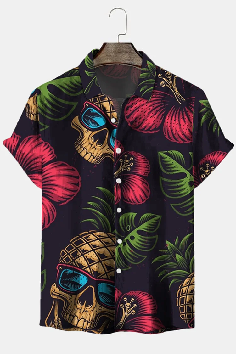 Resort Leaf Print Short Sleeve Shirt