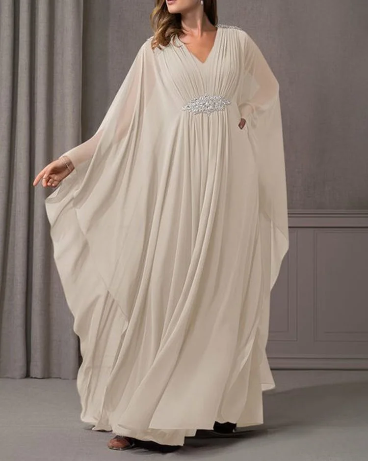 CHIFFON SILK MAXI DRESS CAPE KAFTAN