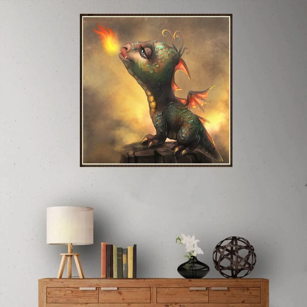 Partial Round Diamond Painting 30*30cm - Dinosaur