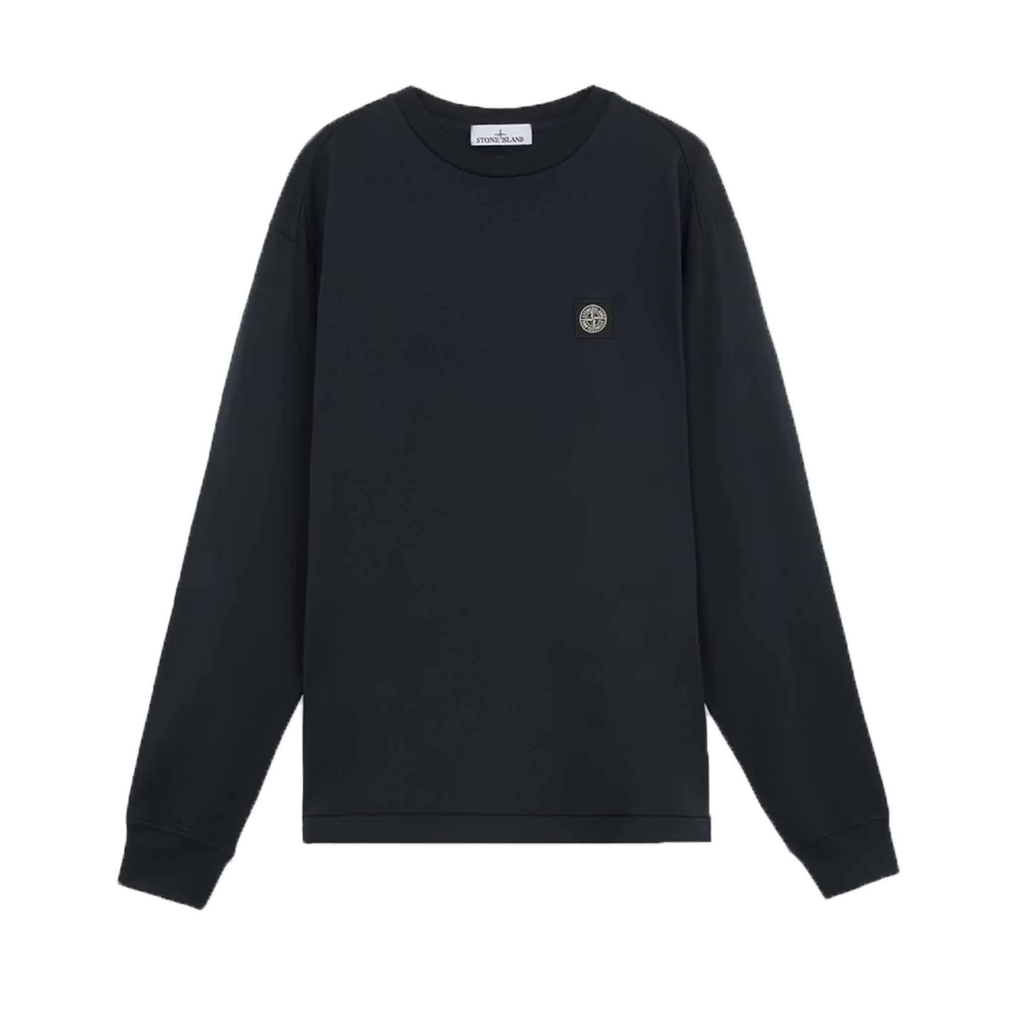 Stone Island Cotton Jersey Slim Fit Long Sleeve T-Shirt in Navy Blue