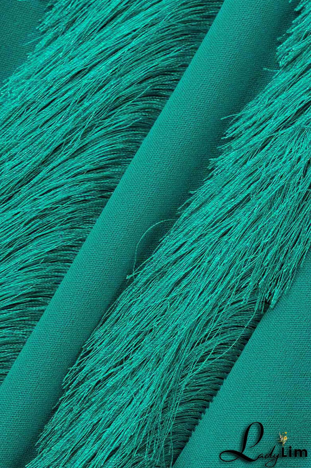 Orange Fashion Casual Solid Tassel Patchwork O Neck Long Sleeve Two Pieces