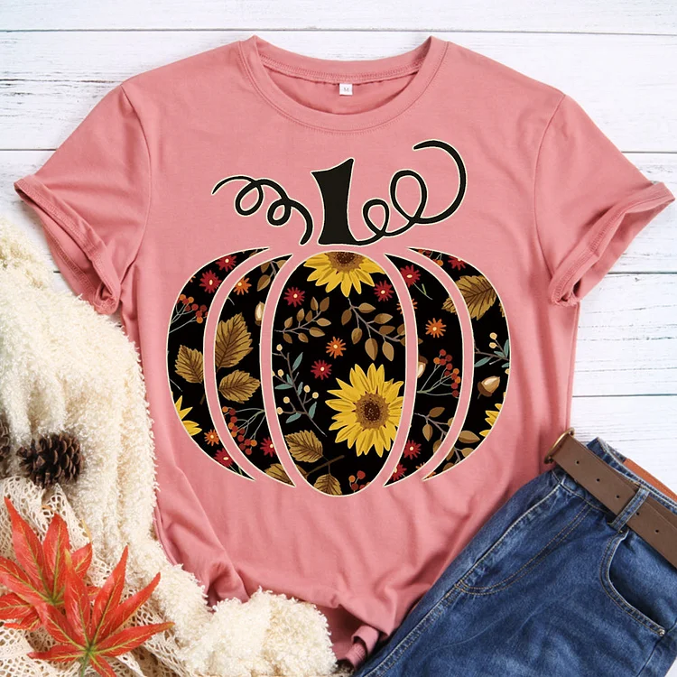 Floral Pumpkin T-Shirt-08602