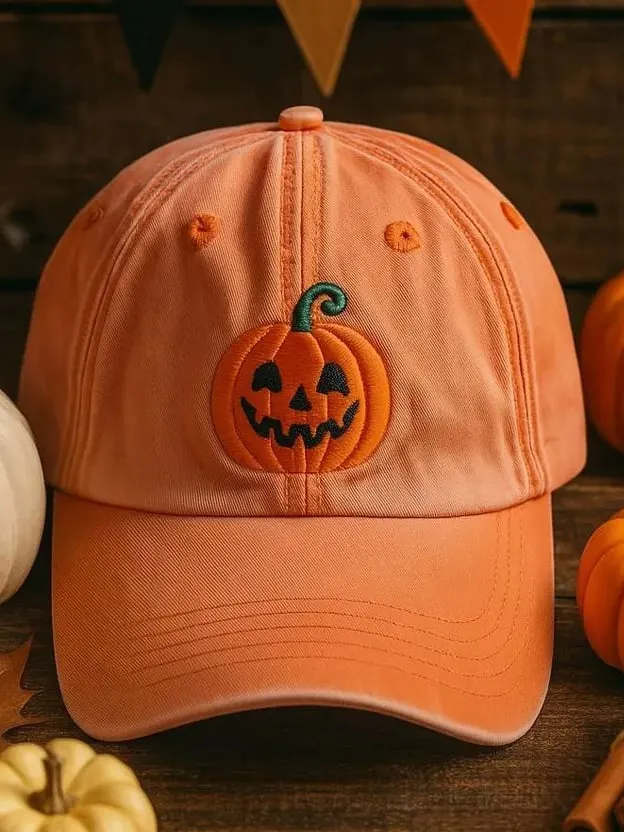 Unisex Pumpkin Face Printed Hat 